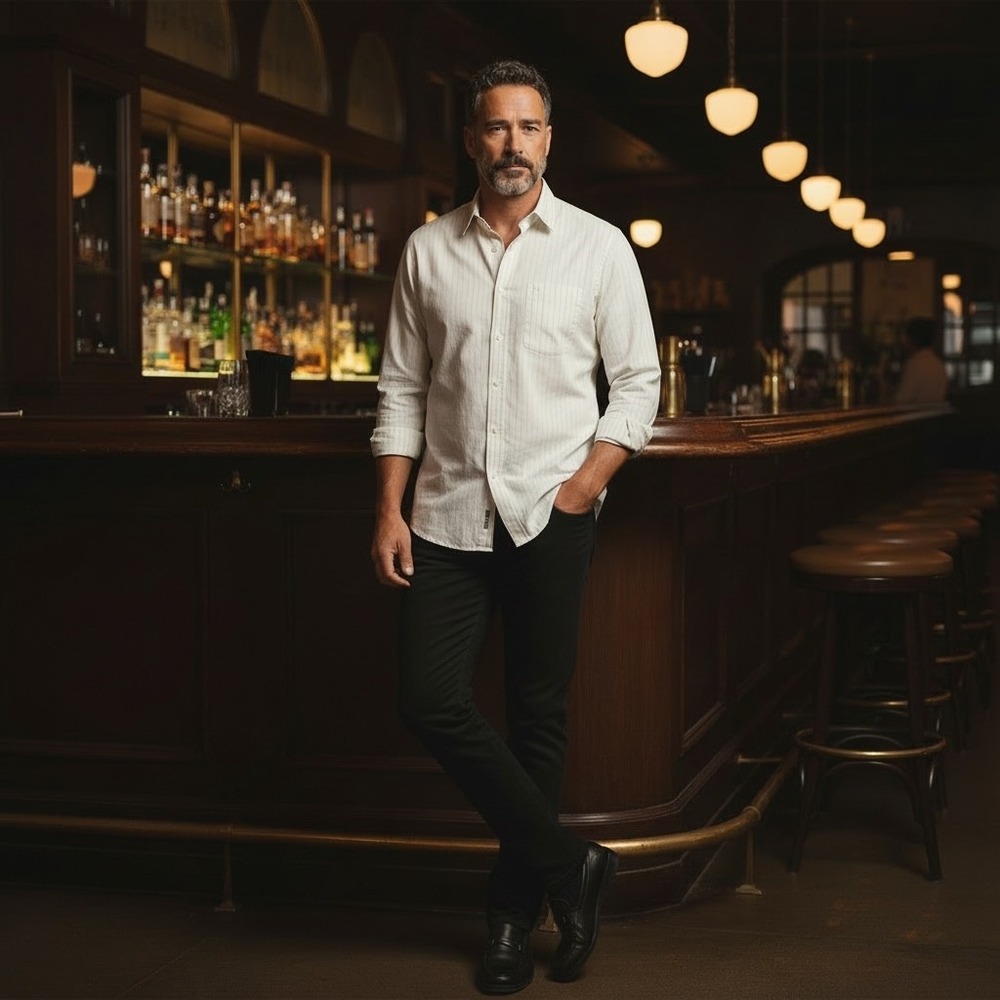 Pierre Balmain Paris Men's Striped Long Sleeve Button Up Shirt White Size 41